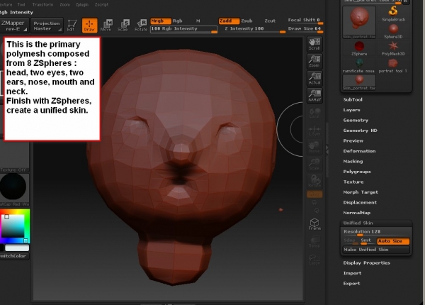 Creation of Clay draft of a human head: Step 3